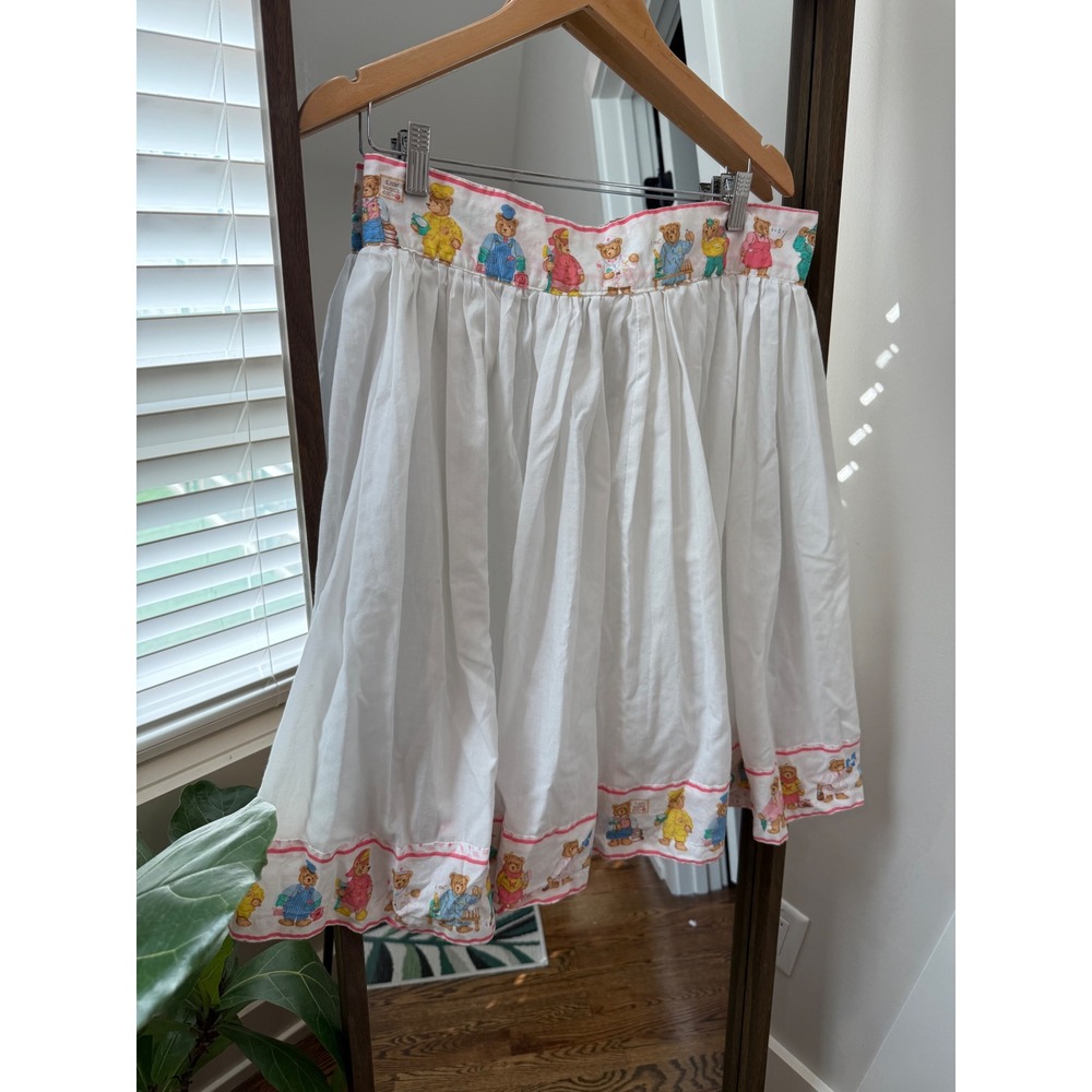 Vintage Teddy Bear Print Half Apron White Colorful Teacher Doctor Nurse Hockey